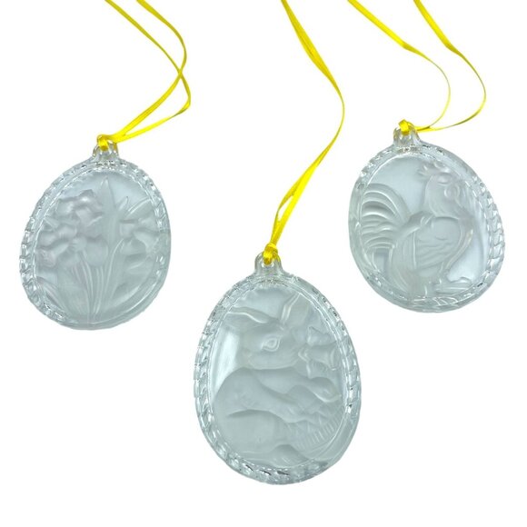 Nachtmann Germany Crystal Suncatcher Ornaments Set of 3 Rabbit Rooster Daffodil - Picture 11 of 13